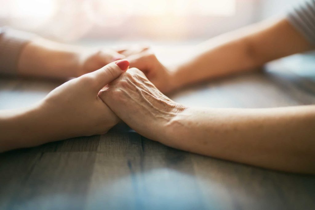 Hands in hands close up